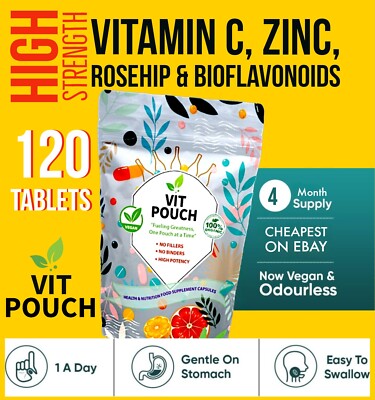Vitamin C 1500mg Zink 40mg mit Hagebutte & Bioflavonoiden - 120 Tabletten ohne Kapseln