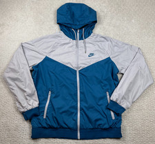 Nike Windrunner Jacket Mens L Windbreaker Full Zip Blue Hooded Run 727324 10649