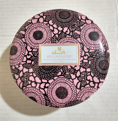 New - VOLUSPA - BELLA SUCRE - Large 12 oz. Candle in Tin - Rare / Retired Scent