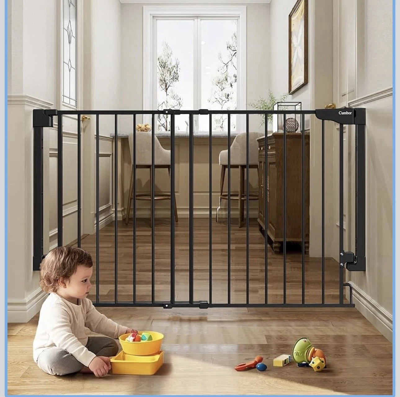 Cumbor Expandable 31.6-48" Baby Gate for Stairs, Hardware Mounted, 2-in-1