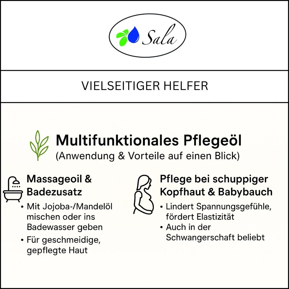 Sala Rizinusöl kaltgepresst 100% reines Rizinus Öl BIO 1000 ml 1 L Glasflasche - Bild 4 von 4