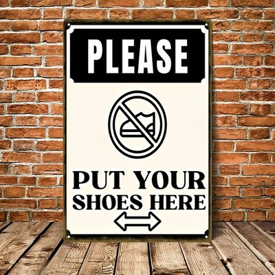 Put Your Shoes Here Arrow Metal Sign Home Front Entry Mudroom Shoe Rack Decor