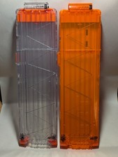 Lot x2 Nerf N-Strike 18-Round Dart Clip Magazine Loader Orange and Clear Bundle