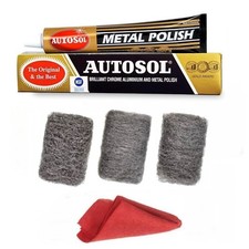 Autosol Allzweck Metall Polierset 3 Sorten Stahlwolle fein mittel grob