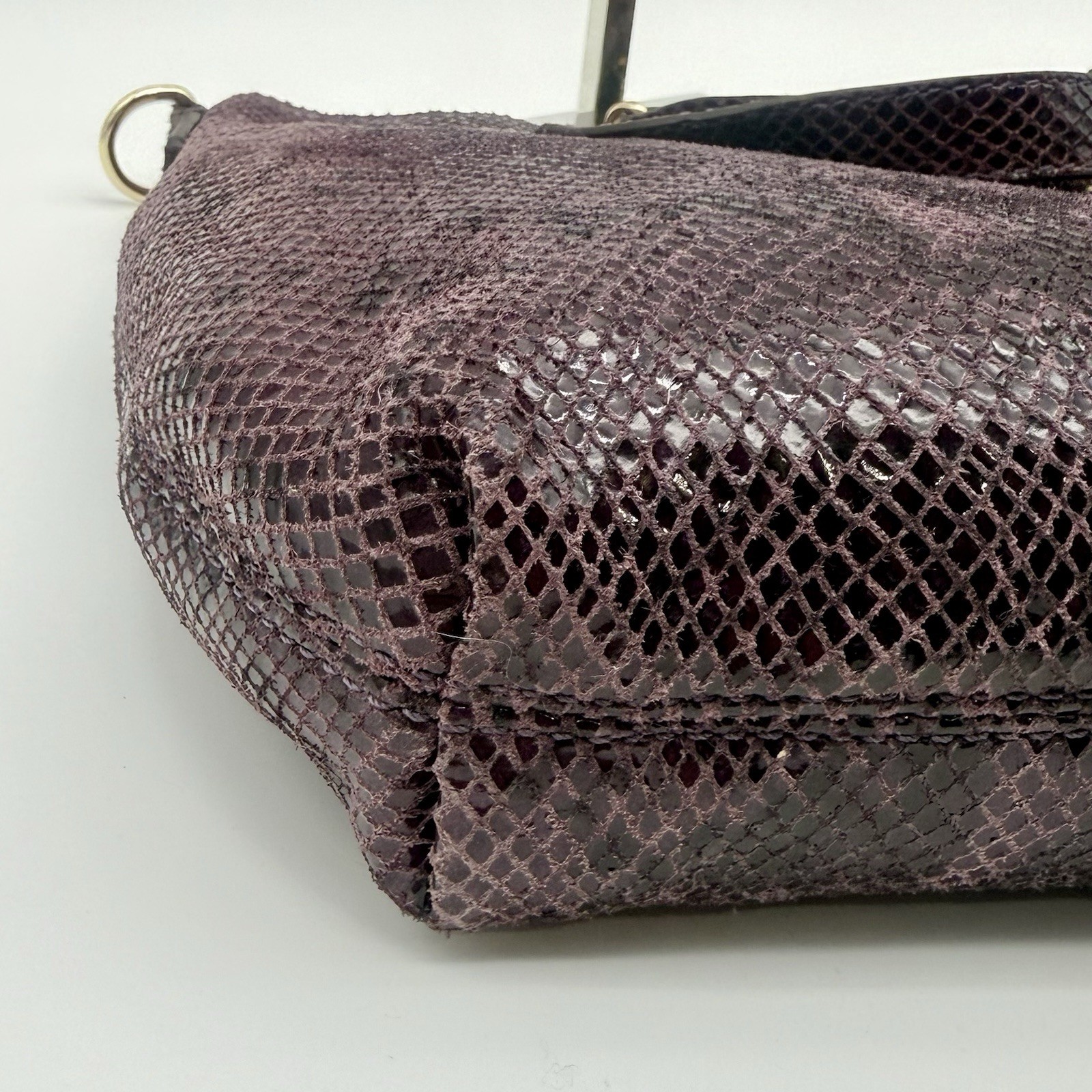 Purple  Python Embossed Leather Chain Shoulder To… - image 5