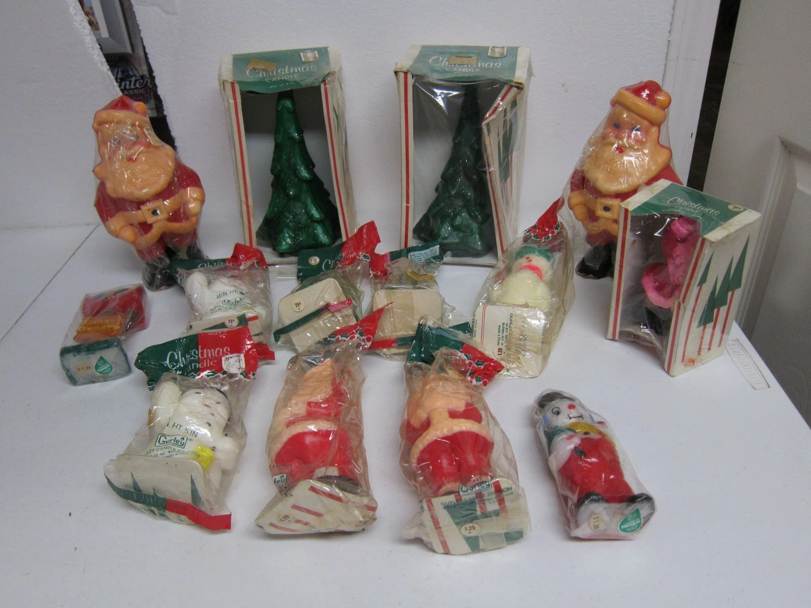 Vintage Gurley Novelty Christmas Candles Snowman Santa Angel Trees Lot of 14 image 11