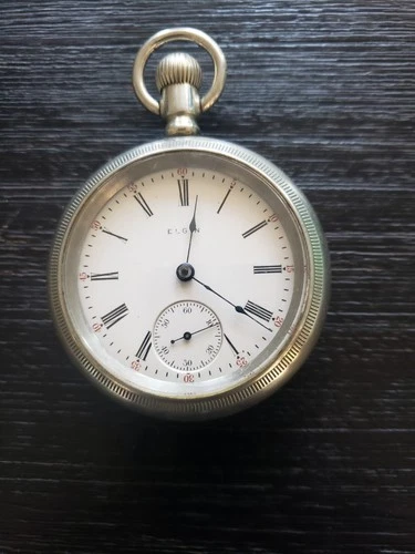 RARE Antique 1907 NICKEL ELGIN 15 JEWELS Open Face Pocket Watch