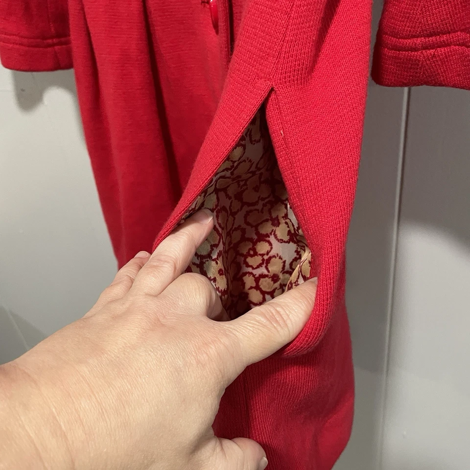 Chaqueta Abrigo Y2K Twee Forever 21 Retro Peplum Pea Talla Pequeña Forrada Rojo Cereza Foto 4 de 4