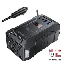 400W Car Power Inverter DC 12V to 110V AC Inverter with PD 30W/15W USB Black