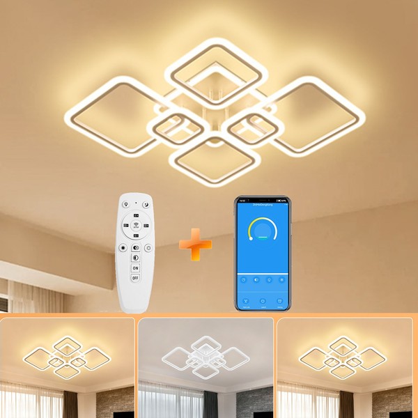 148W Dimmbar Led Deckenleuchte Modern Deckenlampe Wohnzimmer Flur Fernbedienung-image