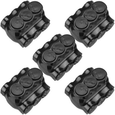 Copkim 5 Pack 3 Port Insulated Wire Connectors Black Multi Aluminum Inline Sp...