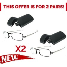 Women 2 Pair Folding Grant Reading Glasses Gun Metal 1.50 to 4.00 NEW
