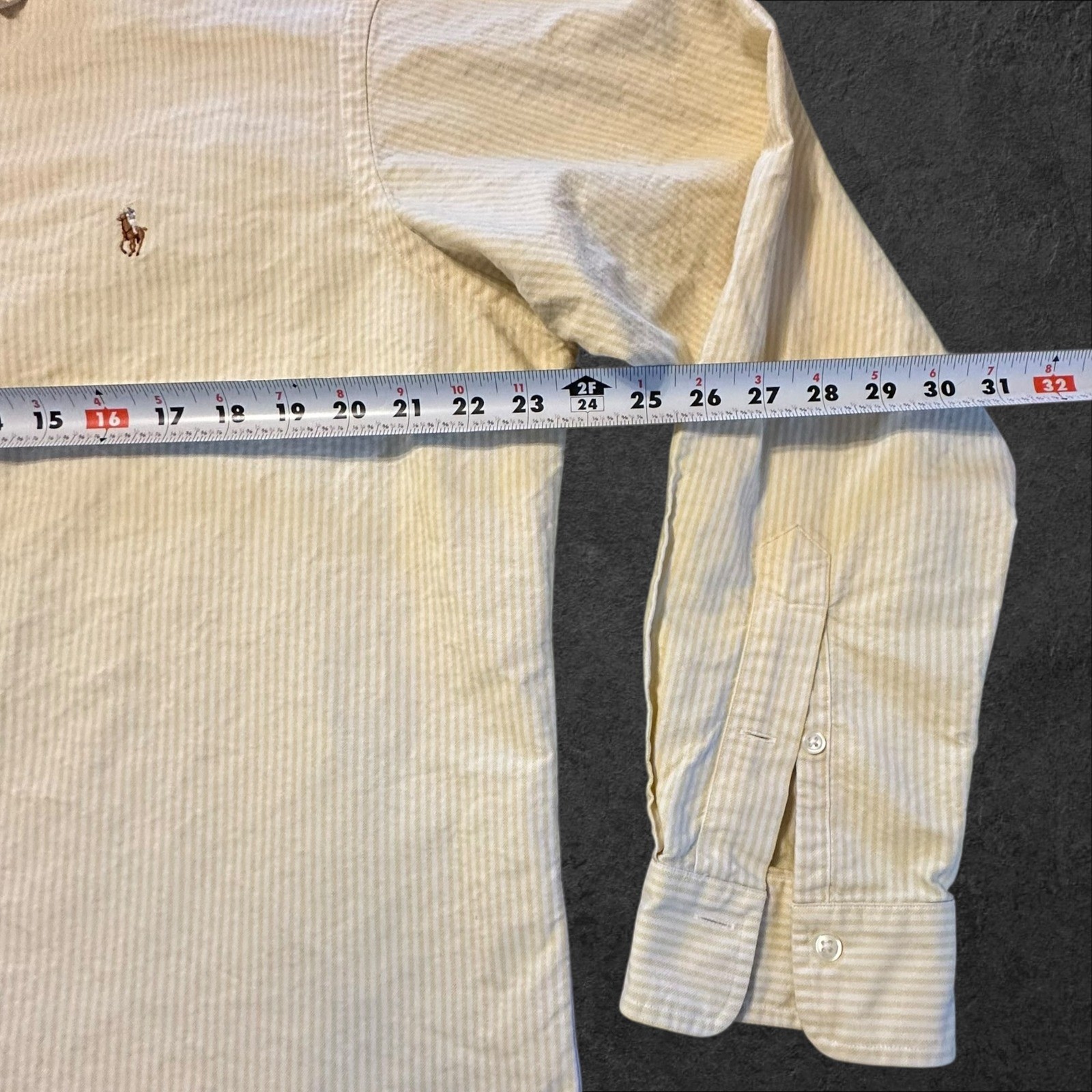 Polo Ralph Lauren Mens Yellow White Striped Seersucker Button Down Shirt XL thumbnail 5