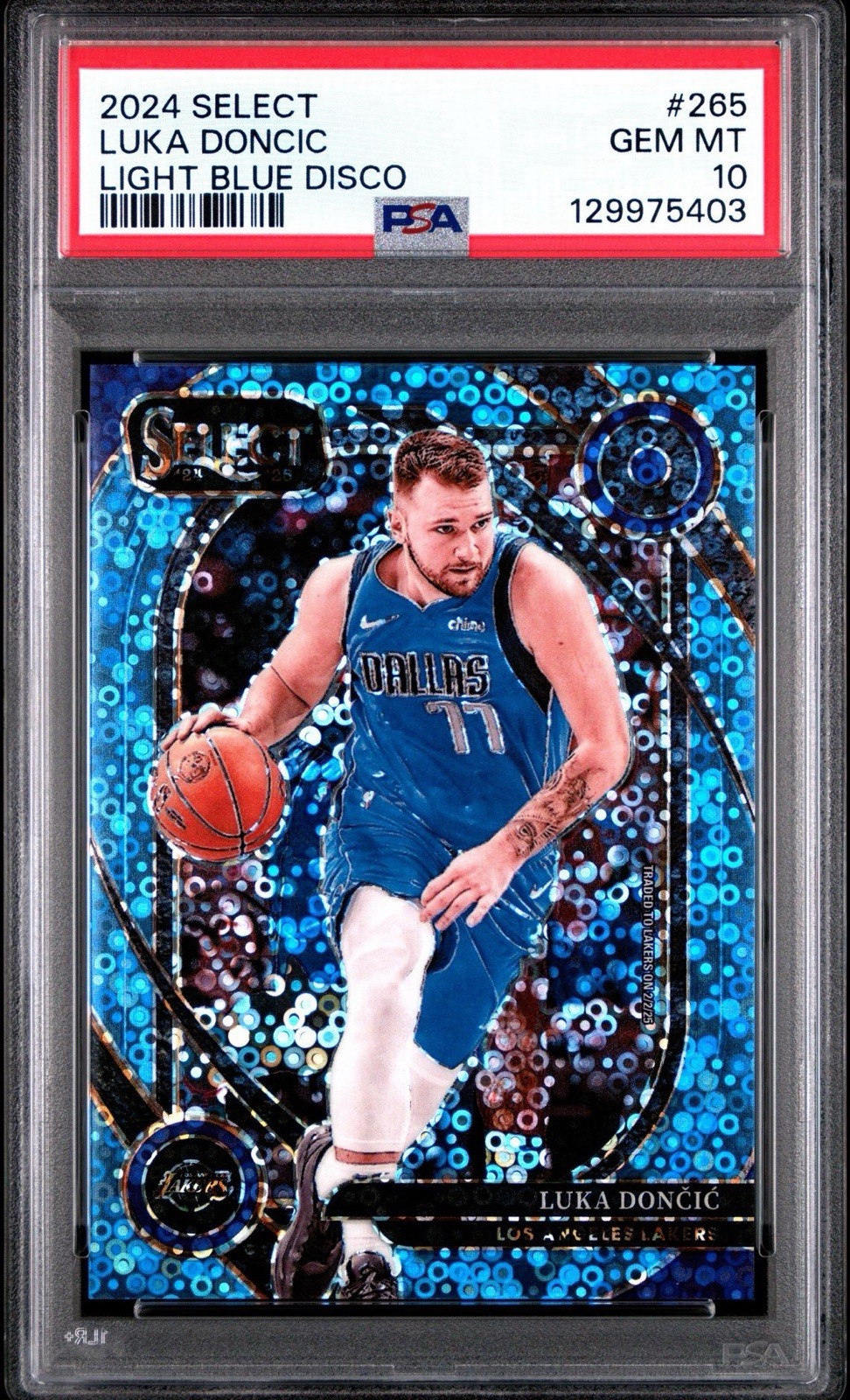 2024 Select Luka Doncic Courtside Light Blue Disco /99 PSA 10