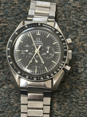 VINTAGE 1970's OMEGA SPEEDMASTER 1ST ON THE MOON STRAIGHT WRITING w/BOX BOOKLETS