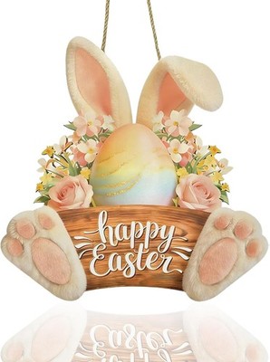 Easter Decorations Wooden Easter Door Knockers Rabbit-Shaped Hanging Wall