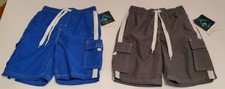 Kanu Surf Boys Size M 5/6 Medium Royal Blue Charcoal Gray Baracuda Swim Shorts