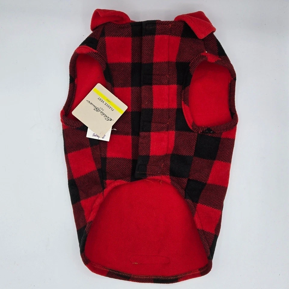 Eddie Bauer Pet Fleece Vest Buffalo Plaid Red Black Dog Apparel Large - Image 2 of 4