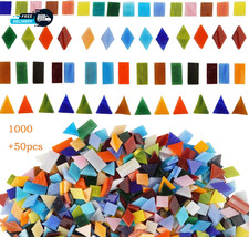 1050 Pieces Mixed Shapes Glass Mosaic Tiles for Crafts Colorful Stained Glass