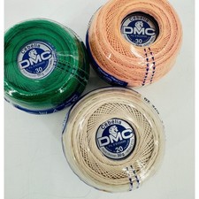 3 DMC Cebelia Crochet 167GA 100 Mercerized Cotton Size 30 20 Cream Green Peach