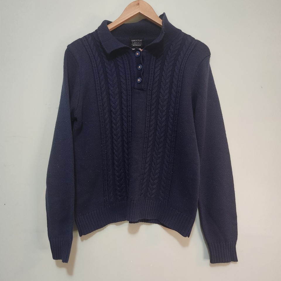 Vintage New Wool Blend Cable Knit size small cozy warm sweater Jumper Grandpa 