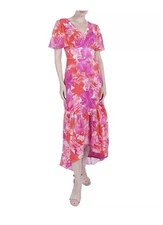 julia jordan Women's Printed Flutter-Sleeve High-Low Maxi Easter Dress $129