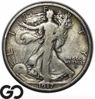 1917-D Walking Liberty Half Dollar, Obverse MM, Choice Fine+ Better Date