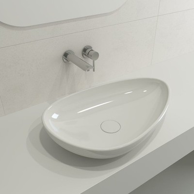 Etna Vessel Fireclay 23.25 in. with Matching Drain Cover in White