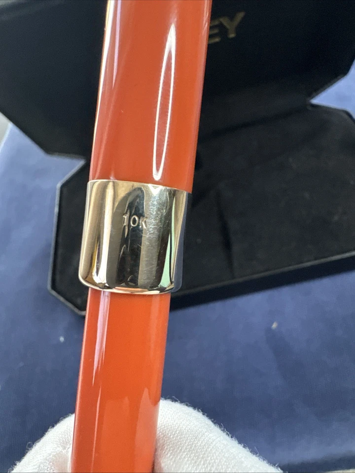 Pluma Estilográfica Bexley Deluxe 2001 #162/250 Naranja Oro 18k M Nuevo en Caja Borde Dorado Foto 2 de 4