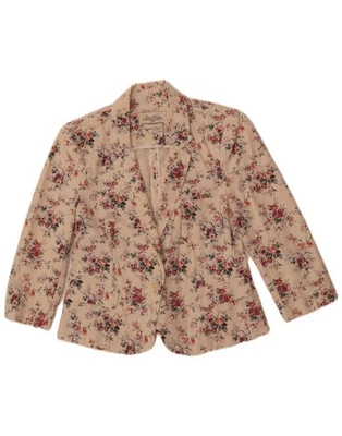 Zara Womens 1 Button Blazer Jacket UK 14 Large Off White Floral Cotton DR05 - Image 1 of 3