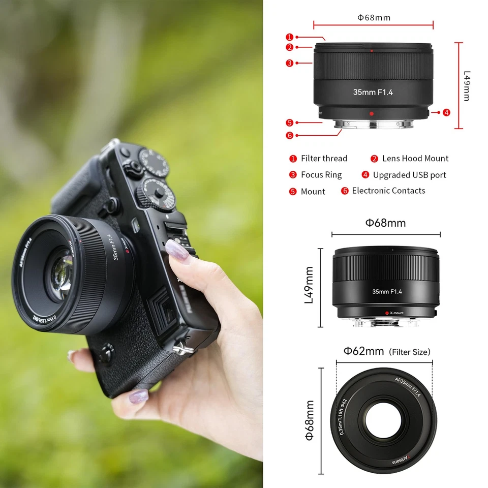 35mm F1.4 Auto Focus APS-C X Mount Camera Lens for Fuji X-Mount Cameras X-T10... - Image 2 of 4