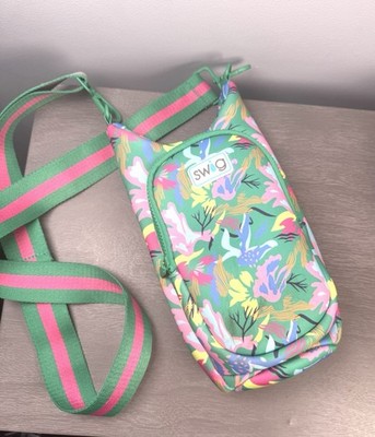 Swig Life Water Bottle Cooler Swing Bag Crossbody Paradise Pattern Neoprene
