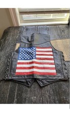 Bikers club brand leather motorcycle vest American Flag back