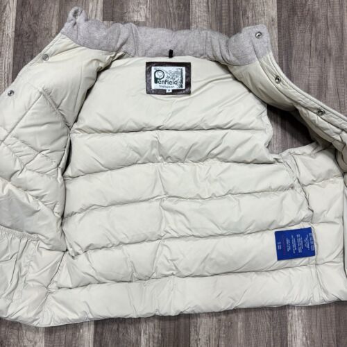 Penfield Vest Mens Medium Down Puffer Leather Trim Wool Trailwear Herringbone - Picture 11 of 14