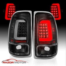 Fit 97-04 Dodge Dakota Pickup C-Bar LED Black Replacement Tail Lights Brake Lamp