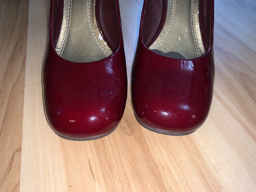 FRANCO SARTO Burgundy Wine Red Patent Leather Heels Size 6M - 第 5/6 張圖片