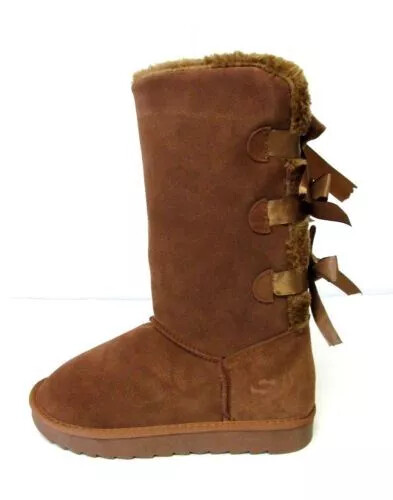 NEW WOMEN (SO BRAND) CLASSIC THREE BOWS TALL BOOT TAN 4561 ORIGINAL - Picture 2 of 7