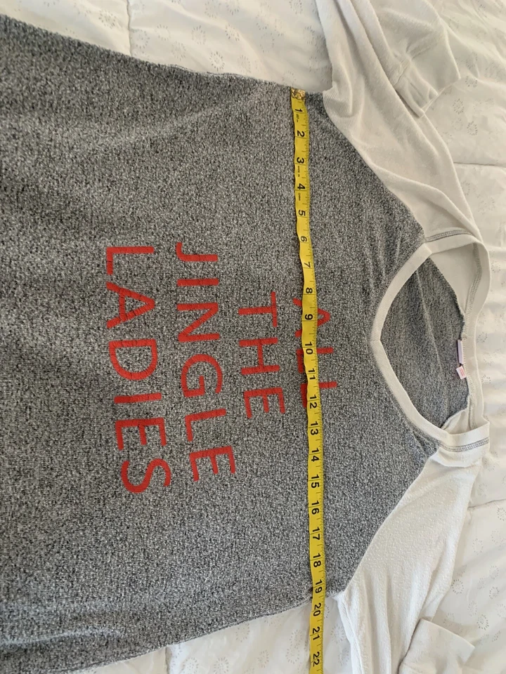 Marca + Modelo Mujer Cuello en V Manga Larga Pijama Camisa Top Vacaciones Gris Pequeño Foto 4 de 4