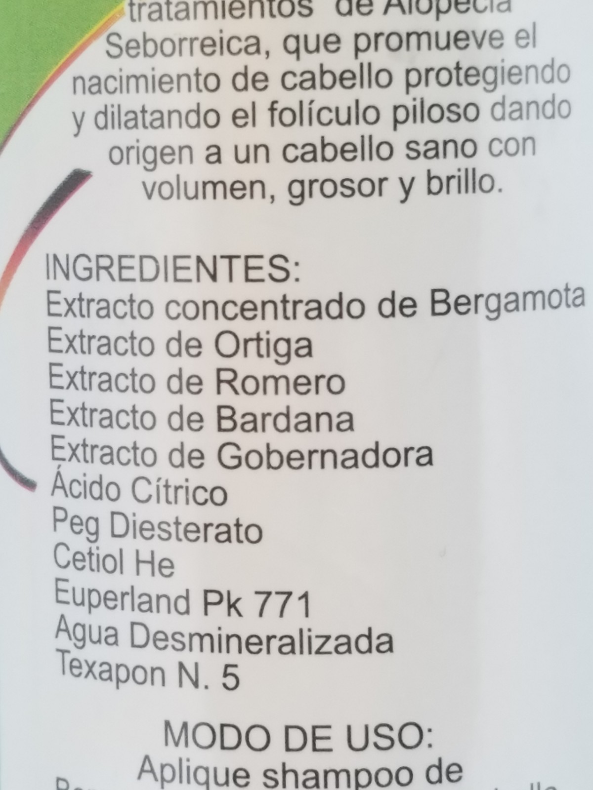 Bergamot Shampoo AUKAR 500ml, Shampoo de Bergamota 500ml. Hair Regrowth