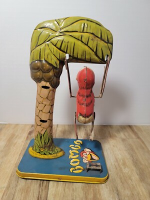 Vintage 1940's Unique Art Bombo Monkey wind up Toy 7.5 Vintage 1940's Unique Art Bombo Monkey wind up Toy 7.5