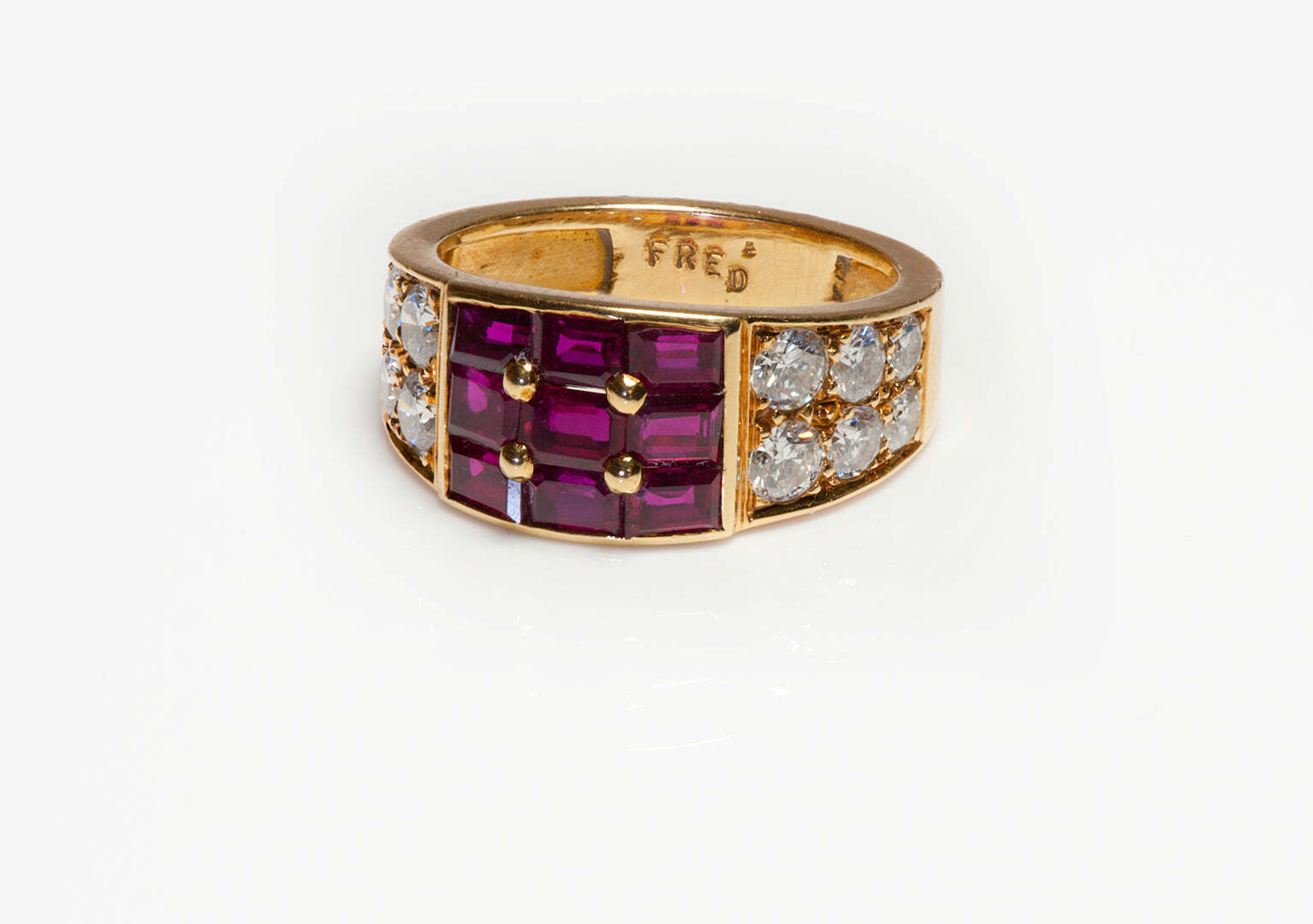 Fred Paris Gold Ruby Diamond Ring - image 1