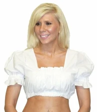 XS S M L XL 2XL Dirndl CROP TOP Blouse Shirt White for German Dress Oktoberfest