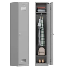 Metal Locker Cabinet w/ Lock Door for Gym/ School/ Office, 71''H Storage Cabinet