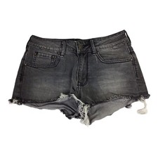 Bullhead Denim Co. High Rise Short Sz 1 Black Frayed Distressed Jeans Shorts