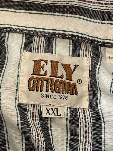 VTG Ely Cattleman 2XL Men's Shirt Striped Pearl Snap Western Cowboy Short Sleeve - Picture 5 of 6