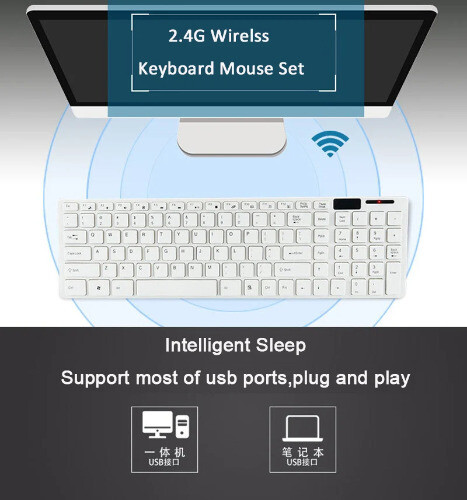 2.4G Bezprzewodowa klawiatura i mysz Cicha klawiatura Mysz Zestaw Zestaw Ultra Keyboard - Zdjęcie 9 z 14