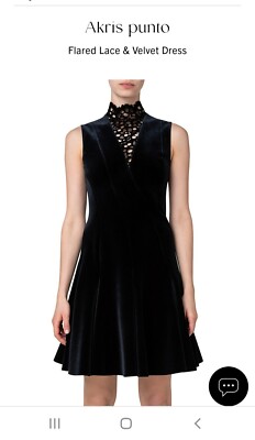 Black Akris punto velvet dress size 14 FW 23 NWT ORiginal 1390