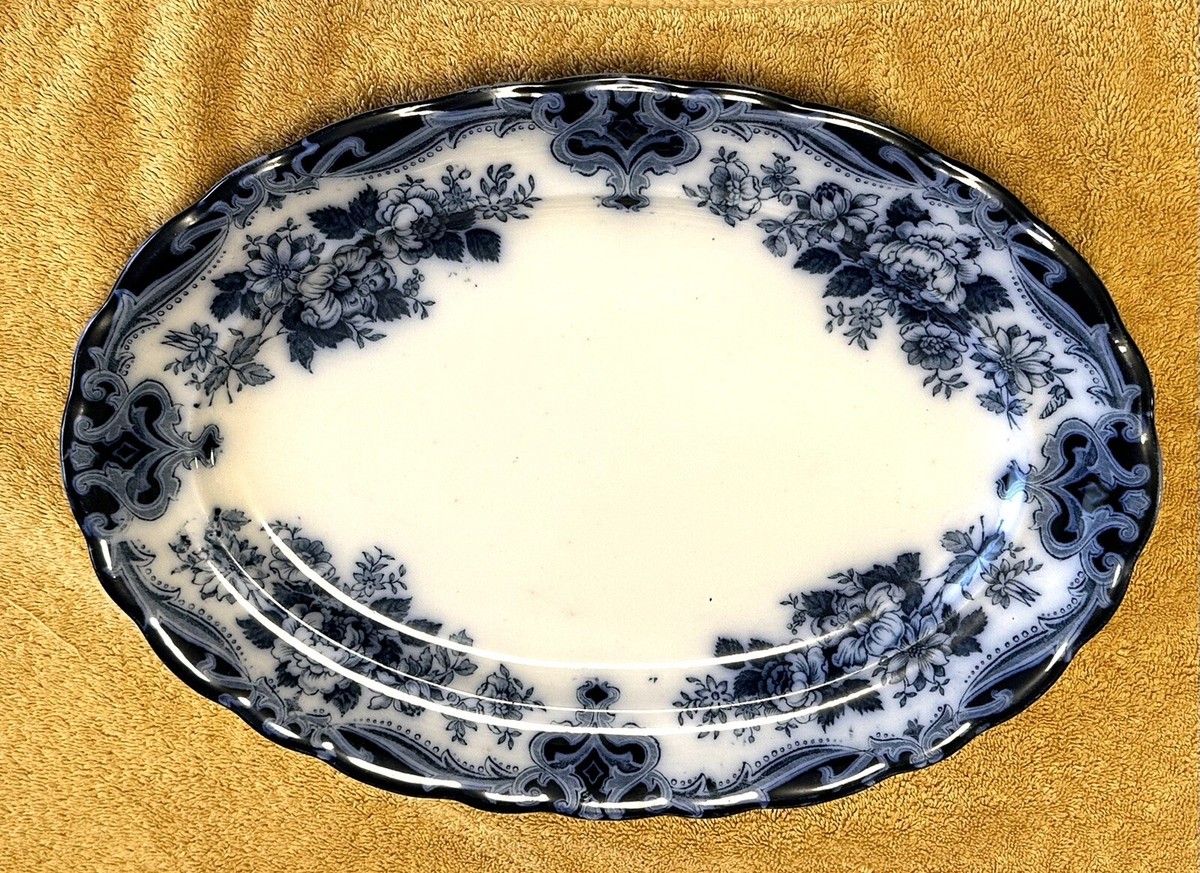 Antique Flow Blue 14” Platter Bourne & Leigh Albion Pottery