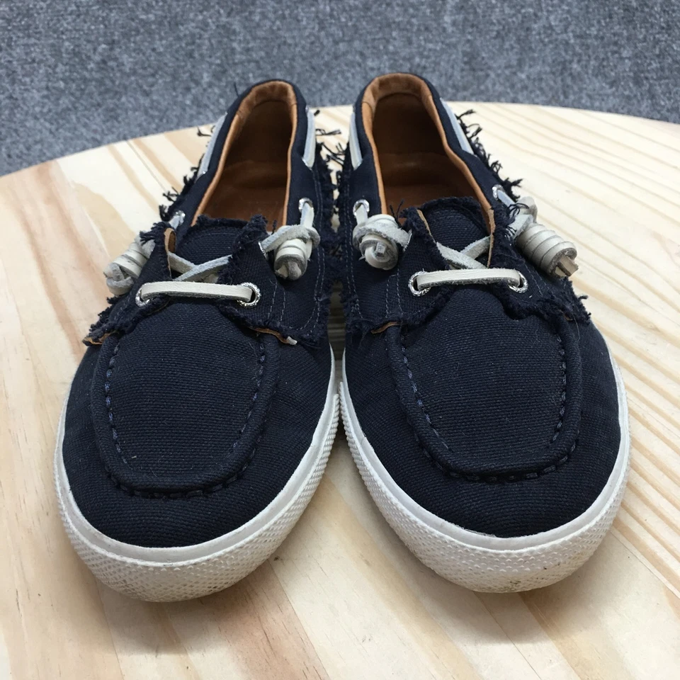 Hunter Zapatos Mujer 8 F Val0051 Informales Cómodos Barco Tenis Planos Tela Azul Foto 4 de 4