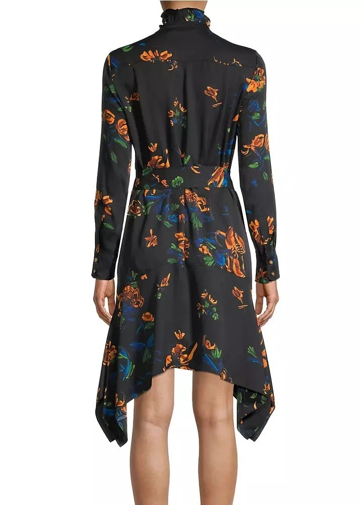 Abito Tory Burch plissettato cora con volant bavaglino fazzoletto stampa motivo floreale taglia 0